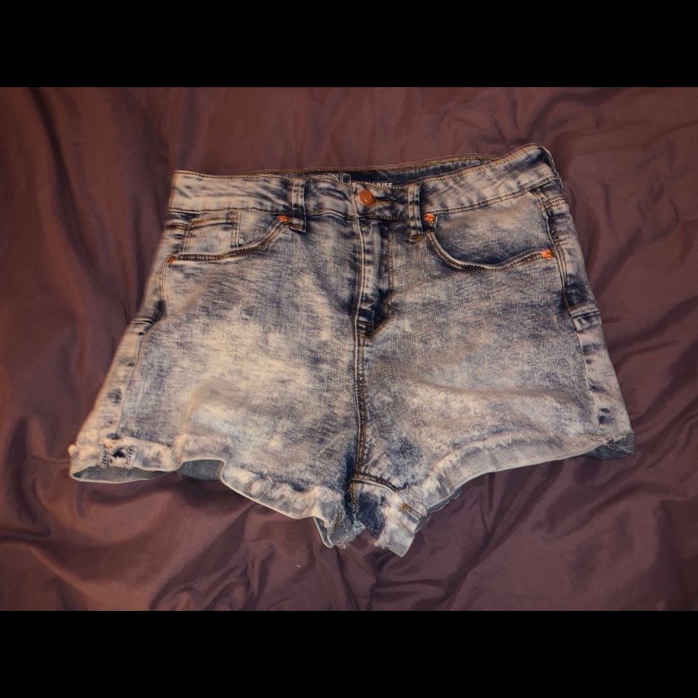 high rise denim shorts